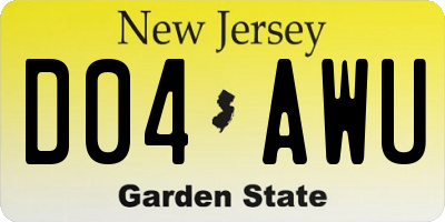 NJ license plate D04AWU