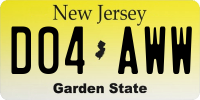 NJ license plate D04AWW