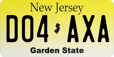 NJ license plate D04AXA