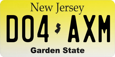 NJ license plate D04AXM