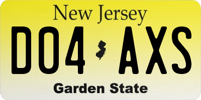 NJ license plate D04AXS