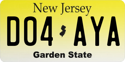 NJ license plate D04AYA