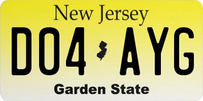 NJ license plate D04AYG