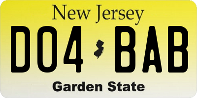 NJ license plate D04BAB