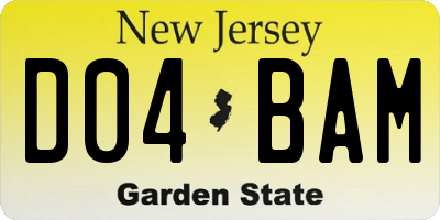 NJ license plate D04BAM