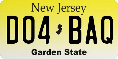 NJ license plate D04BAQ