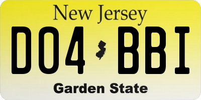 NJ license plate D04BBI
