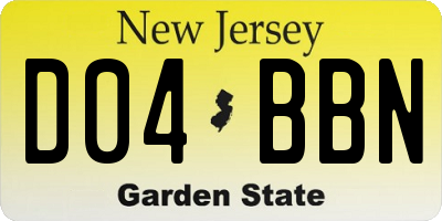 NJ license plate D04BBN
