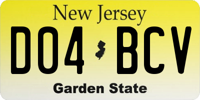 NJ license plate D04BCV