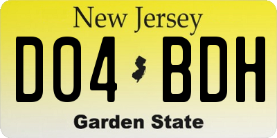 NJ license plate D04BDH