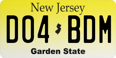 NJ license plate D04BDM