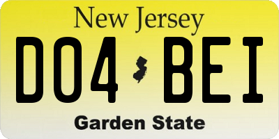 NJ license plate D04BEI