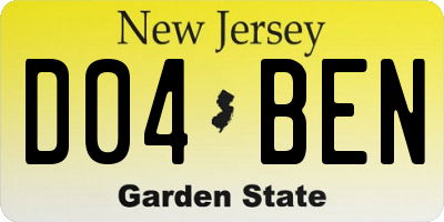 NJ license plate D04BEN