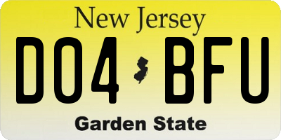 NJ license plate D04BFU