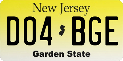 NJ license plate D04BGE