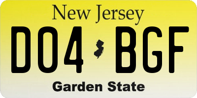 NJ license plate D04BGF