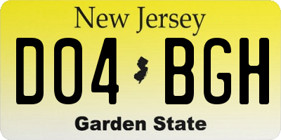 NJ license plate D04BGH