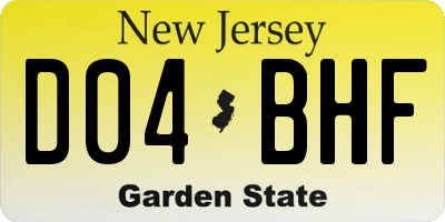 NJ license plate D04BHF