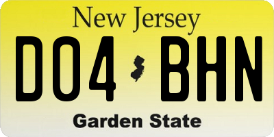 NJ license plate D04BHN