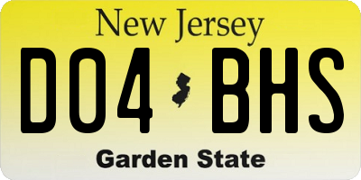 NJ license plate D04BHS
