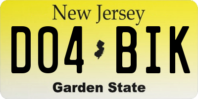 NJ license plate D04BIK