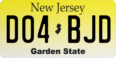 NJ license plate D04BJD