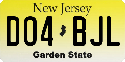 NJ license plate D04BJL