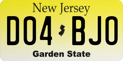 NJ license plate D04BJO