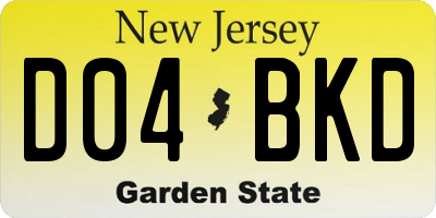 NJ license plate D04BKD