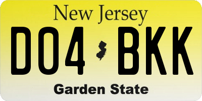 NJ license plate D04BKK