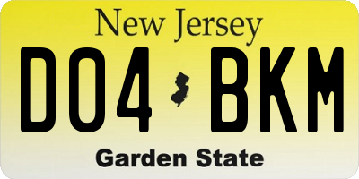 NJ license plate D04BKM