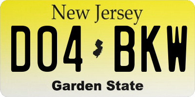 NJ license plate D04BKW