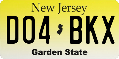 NJ license plate D04BKX