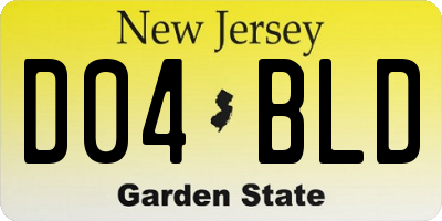 NJ license plate D04BLD