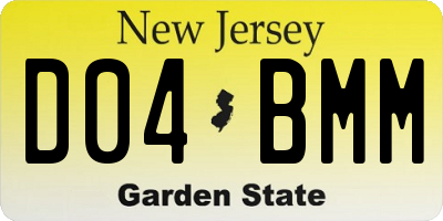 NJ license plate D04BMM
