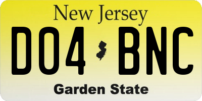 NJ license plate D04BNC