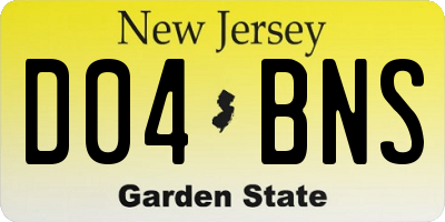 NJ license plate D04BNS