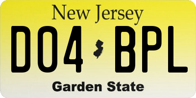 NJ license plate D04BPL