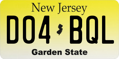 NJ license plate D04BQL