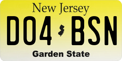 NJ license plate D04BSN