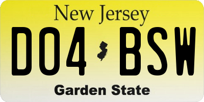 NJ license plate D04BSW