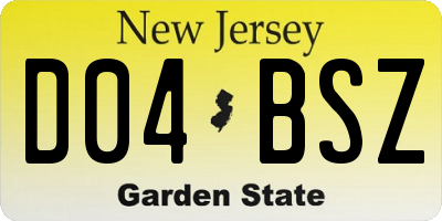 NJ license plate D04BSZ
