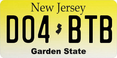 NJ license plate D04BTB