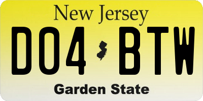 NJ license plate D04BTW