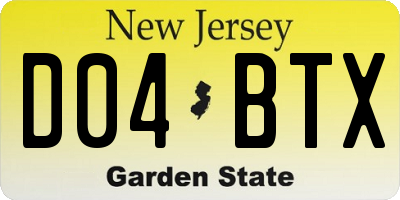 NJ license plate D04BTX