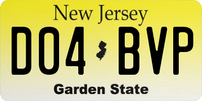 NJ license plate D04BVP