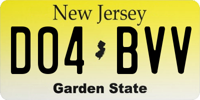 NJ license plate D04BVV