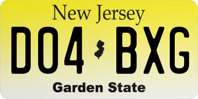 NJ license plate D04BXG