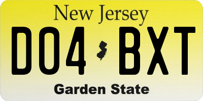 NJ license plate D04BXT
