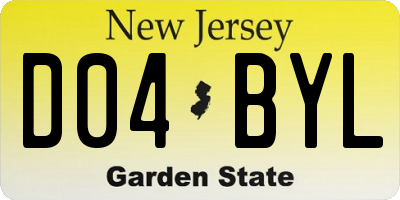 NJ license plate D04BYL